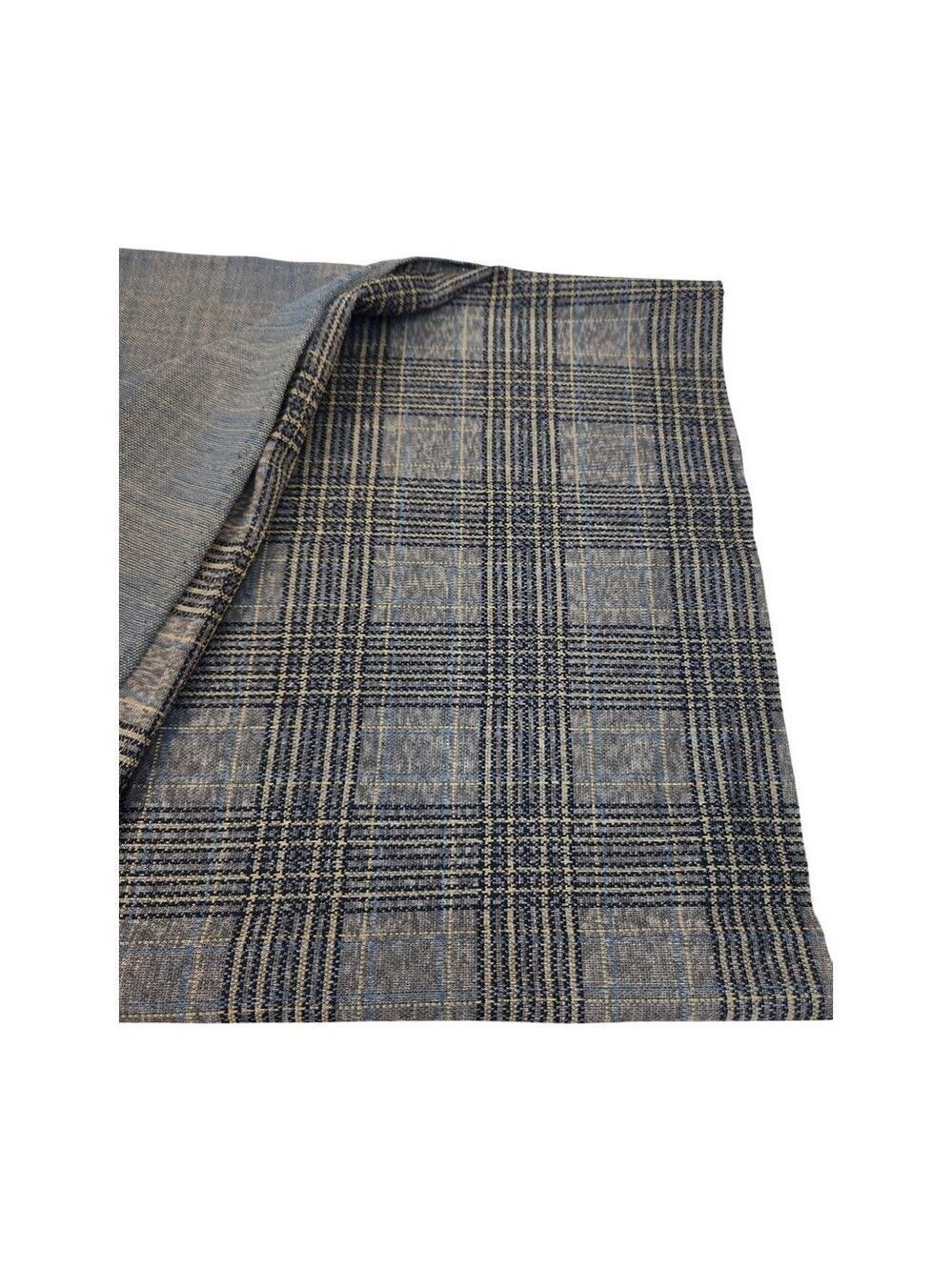 Vintage Navy Plaid Polyester Fabric 23x60 Inches Sewing Material